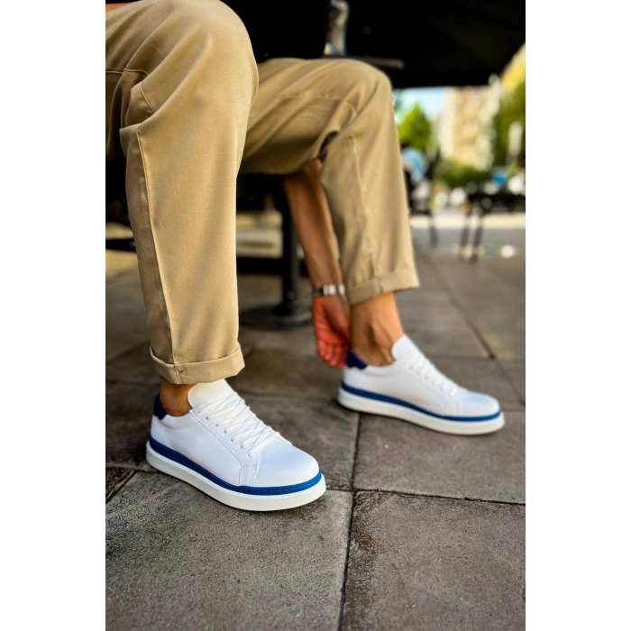 MN979 - Santoni GBT Spor Erkek Ayakkabı BEYAZ/MAVI