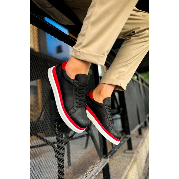 MN979 - Santoni GBT Spor Erkek Ayakkabı SIYAH/KIRMIZI