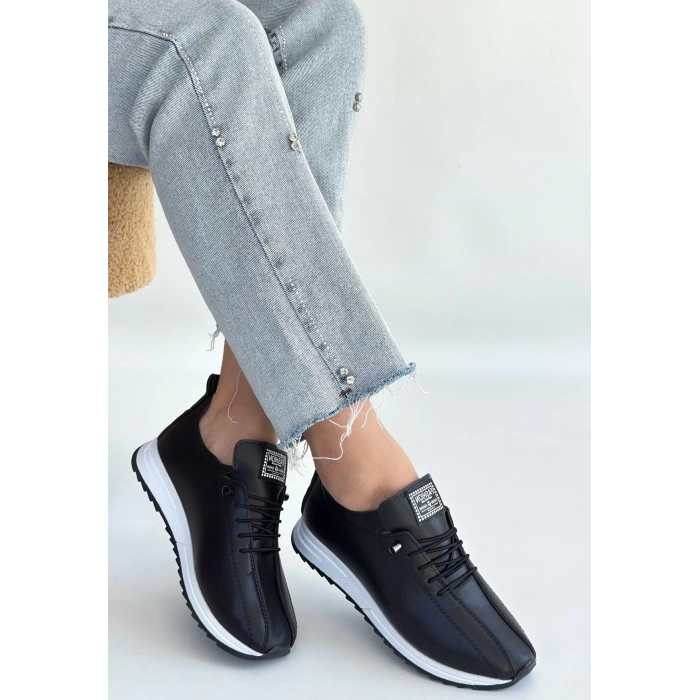 Monya Bej Cilt Bağcıklı Spor Ayakkabı