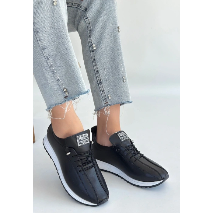 Monya Bej Cilt Bağcıklı Spor Ayakkabı