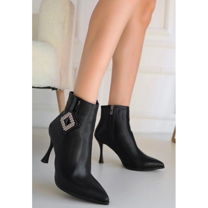 Moose Siyah Cilt Topuklu Bot