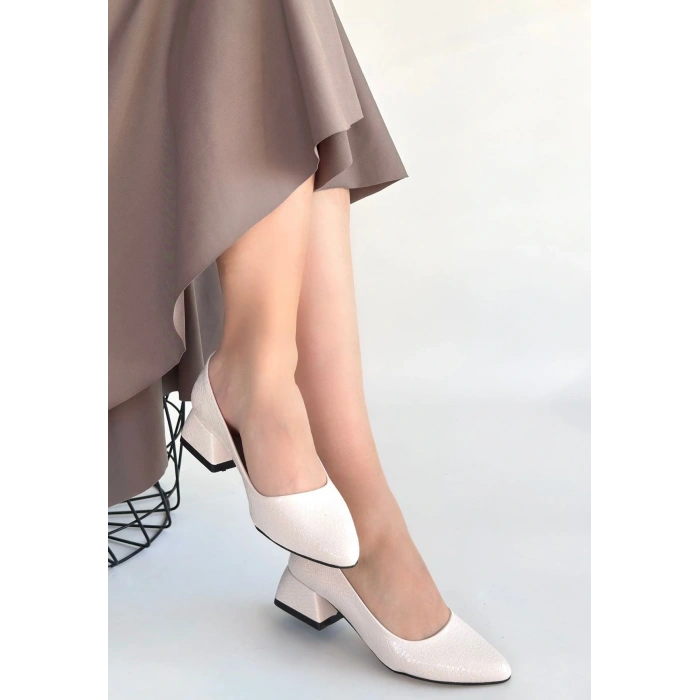 Nitya Siyah Baskılı Rugan Topuklu Ayakkabı