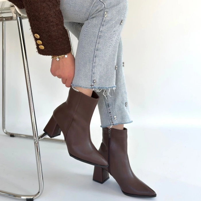 Oter Kahverengi Cilt Topuklu Bot