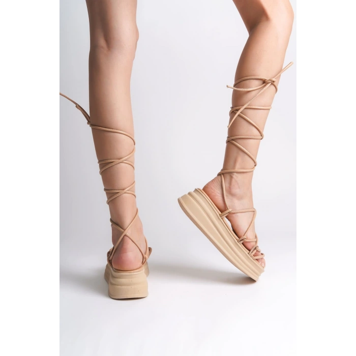 SAMANTHA Bilekten Bağlamalı Ortopedik Taban Kadın Terlik  CTT - Ten