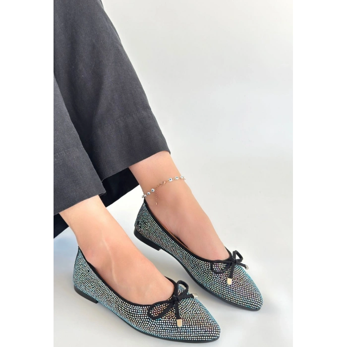 Sarra Bej Saten İşlemeli Babet Ayakkabı