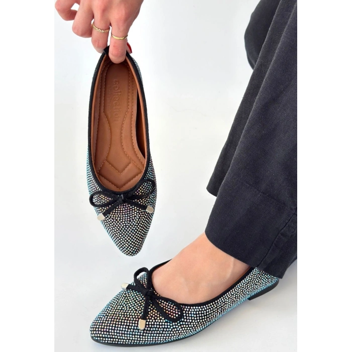 Sarra Bej Saten İşlemeli Babet Ayakkabı