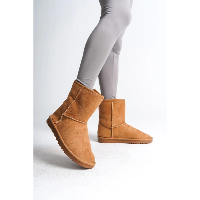 SELINA Bağcıksız Düz Taban İçi Kürklü Süet Kadın Bot  STT - Taba