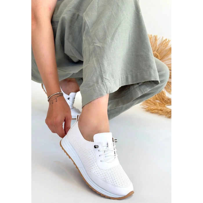 Tone Bej Cilt Bağcıklı Spor Ayakkabı