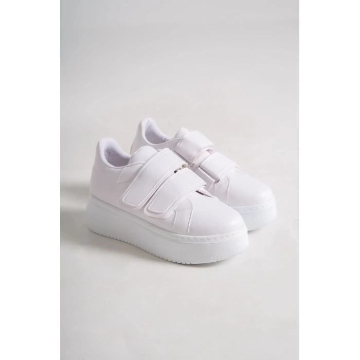 VALENCIA Bağcıksız Cırt Cırtlı Ortopedik Taban Kadın Sneaker Spor Ayakkabı CBT - Beyaz