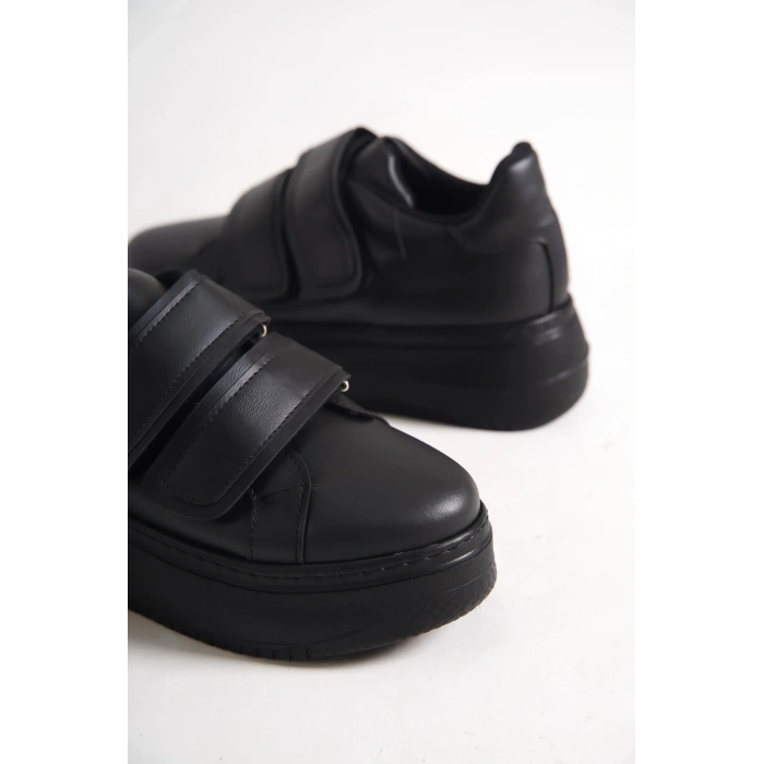 VALENCIA Bağcıksız Cırt Cırtlı Ortopedik Taban Kadın Sneaker Spor Ayakkabı CST - Siyah