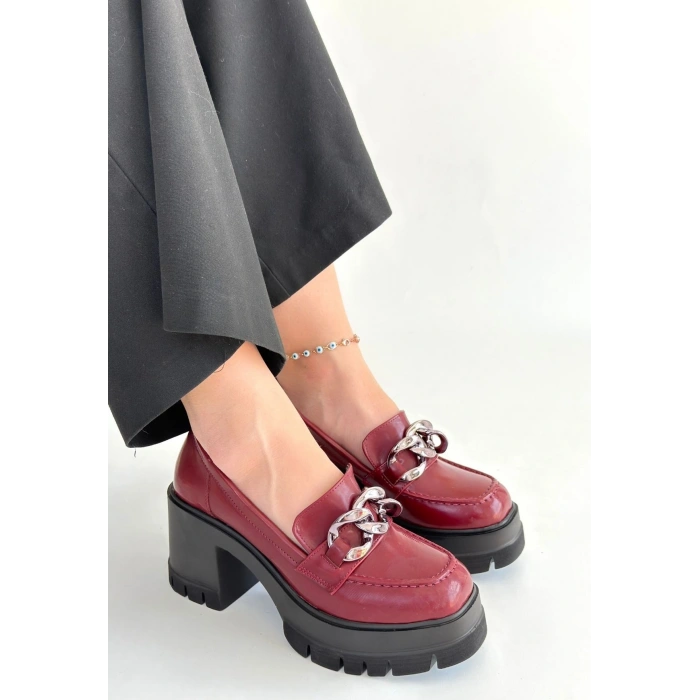 Winar Bordo Rugan Doldu Topuk Ayakkabı