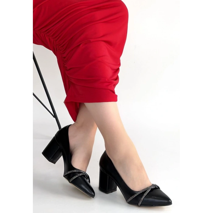 Zenta Gri Cilt Topuklu Ayakkabı