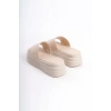 ALICE Düz Topuklu Kalın ve Ortopedik Taban Kadın Terlik CKT - Krem