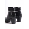 ARIA Fermuarlı Ortopedik Taban Taşlı Topuklu Kadın Bot CST - Siyah