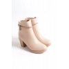 ARIA Fermuarlı Ortopedik Taban Taşlı Topuklu Kadın Bot CTT - Ten