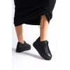 BIANA Bağcıklı Ortopedik Taban Kadın Sneaker Spor Ayakkabı CST - Siyah