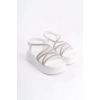 ELENA Lastikli Taşlı Şeritli Ortopedik Taban Kadın Sandalet  CBT - Beyaz