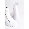 EMMA Bağcıklı Fermuarlı Ortopedik Taban Topuklu Kadın Bot CBT - Beyaz