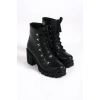 EMMA Bağcıklı Fermuarlı Ortopedik Taban Topuklu Kadın Bot  CST - Siyah