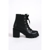 EMMA Bağcıklı Fermuarlı Ortopedik Taban Topuklu Kadın Bot  CST - Siyah