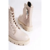 GINA Bağcıklı Fermuarlı Ortopedik Taban Çantalı Kadın Bot  CKT - Krem