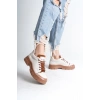 JANE Bağcıklı Ortopedik Taban Kadın Sneaker Spor Ayakkabı  CTT - Krem