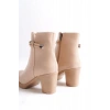 JULY Fermuarlı Ortopedik Taban Topuklu Kadın Bot CTT - Ten