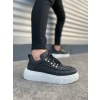 JY010 Cloud Bağcıklı Cilt Erkek Günlük Sneaker Ayakkabı CBT - Siyah