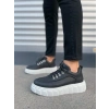 JY010 Cloud Bağcıklı Cilt Erkek Günlük Sneaker Ayakkabı CBT - Siyah
