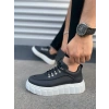 JY010 Cloud Bağcıklı Cilt Erkek Günlük Sneaker Ayakkabı CBT - Siyah