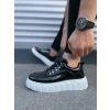 JY010 Cloud Bağcıklı Rugan Erkek Günlük Sneaker Ayakkabı RBT - Siyah