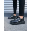 JY010 Cloud Bağcıklı Rugan Erkek Günlük Sneaker Ayakkabı RST - Siyah