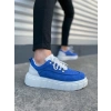 JY010 Cloud Bağcıklı Süet Erkek Günlük Sneaker Ayakkabı SBT - Mavi/Beyaz