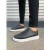 JY0535 Prime Bağcıklı Cilt Erkek Günlük Sneaker Ayakkabı CBT - Siyah