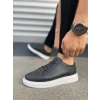JY0535 Prime Bağcıklı Cilt Erkek Günlük Sneaker Ayakkabı CBT - Siyah