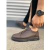 JY0535 Prime Bağcıklı Cilt Erkek Günlük Sneaker Ayakkabı CST - Kahverengi