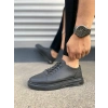 JY0535 Prime Bağcıklı Cilt Erkek Günlük Sneaker Ayakkabı CST - Siyah