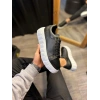 JY144 Volt Bağcıklı Cilt Erkek Günlük Sneaker Yüksek Taban Ayakkabı CBT Siyah