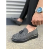 JY154 Blaze Bağcıksız Püsküllü Keten Erkek Günlük Spor Klasik Ayakkabı KST - Gri