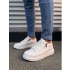 JY155 Warrior Bağcıklı ve Fermuarlı Cilt Erkek Günlük Sneaker Ayakkabı CBT - Beyaz