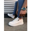 JY155 Warrior Bağcıklı ve Fermuarlı Cilt Erkek Günlük Sneaker Ayakkabı CBT - Beyaz