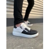 JY155 Warrior Bağcıklı ve Fermuarlı Cilt Erkek Günlük Sneaker Ayakkabı CBT - Beyaz/Siyah
