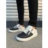 JY155 Warrior Bağcıklı ve Fermuarlı Cilt Erkek Günlük Sneaker Ayakkabı CBT - Beyaz/Siyah