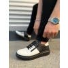 JY155 Warrior Bağcıklı ve Fermuarlı Cilt Erkek Günlük Sneaker Ayakkabı CST - Siyah/Beyaz