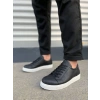 JY165 Elite Bağcıklı Cilt Erkek Günlük Sneaker Ayakkabı CBT - Siyah