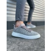 JY204 Flex Bağcıklı Keten Kumaş Erkek Günlük Sneaker Ayakkabı KBT - Gri