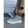 JY204 Flex Bağcıklı Keten Kumaş Erkek Günlük Sneaker Ayakkabı KBT - Gri