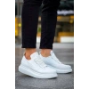 JY814 Axel Bağcıklı Cilt Erkek Günlük Sneaker Ayakkabı CBT Beyaz
