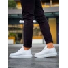 JY814 Axel Bağcıklı Cilt Erkek Günlük Sneaker Ayakkabı CBT Beyaz