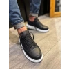 JY914 Drake Bağcıklı Cilt Erkek Günlük Sneaker Ayakkabı CBT Siyah